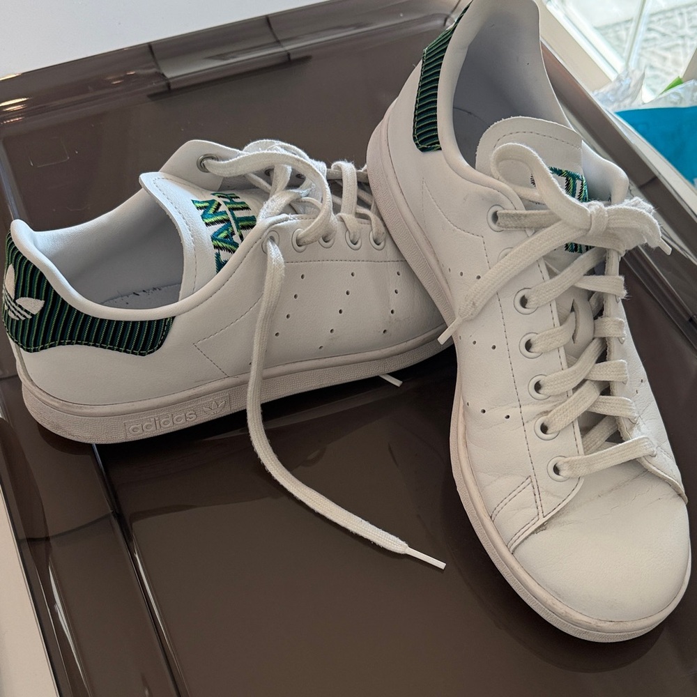 Adidas Men's Stan Smith White and Green Sneakers